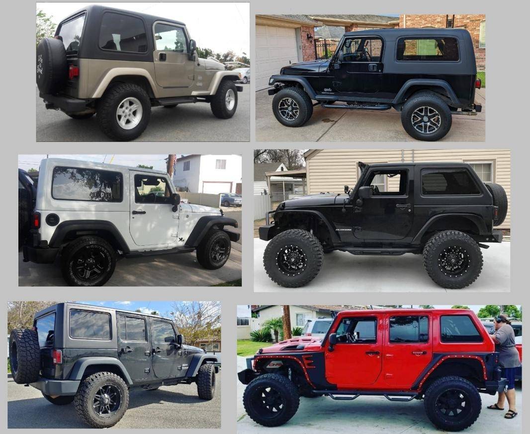 Camper King Jeep hard tops by model: TJ, LJ, JK 2-door, JK 2-door fastback, JK 4-door, JK 4-door fastback